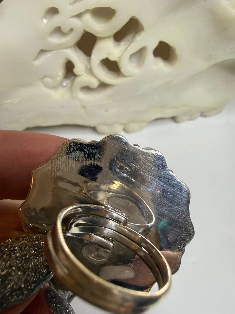 Turquoise Indian Coin Cluster Ring - 9.25 Sterling Silver